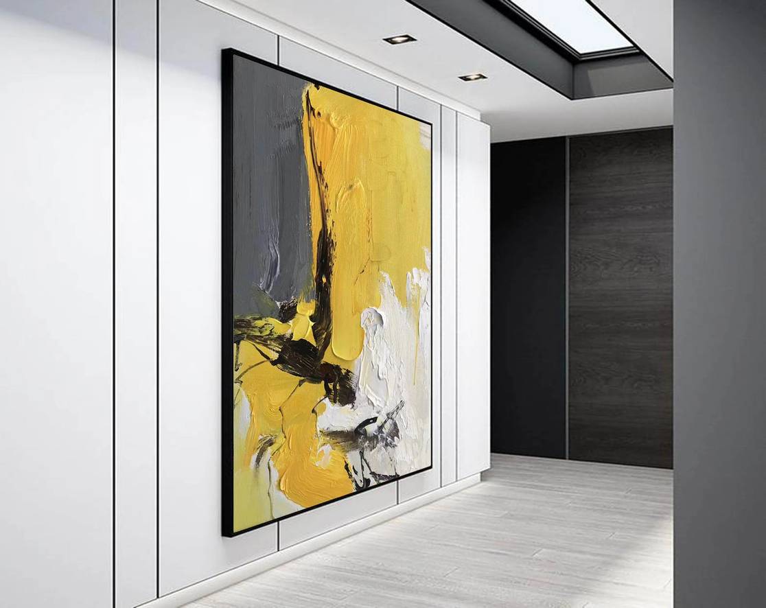 Contemporary Grey Abstract Canvas Artwork OY2BI wall art